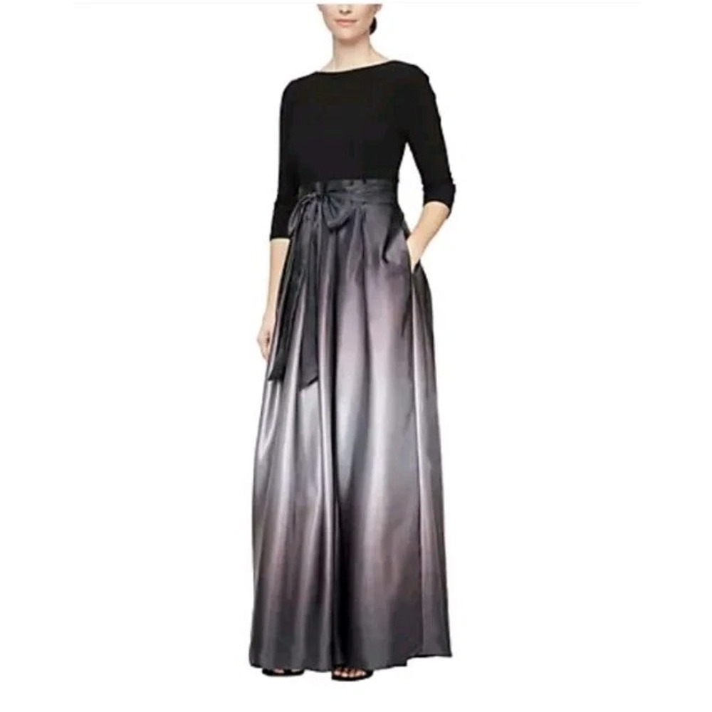 SLNY Womens Black Purple Ombre A-Line Formal Evening Dress Gown 8P, MSRP: 139$